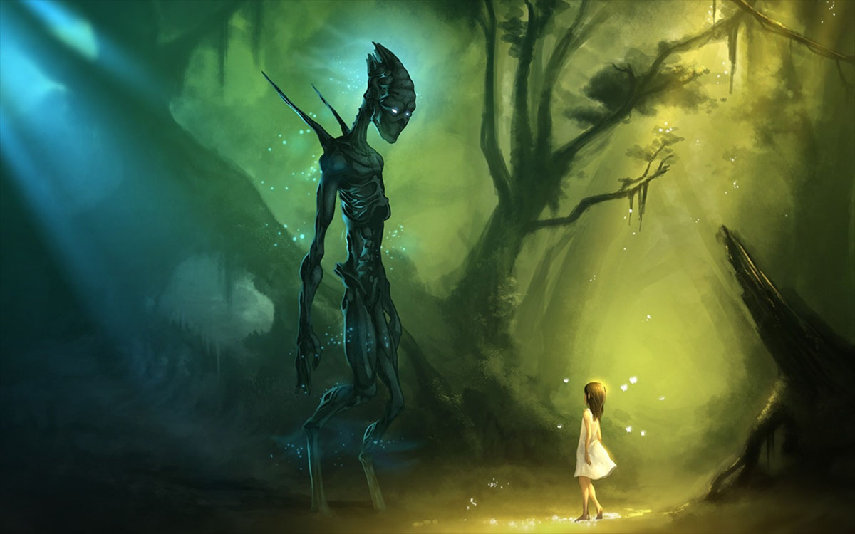 alien creature in forest