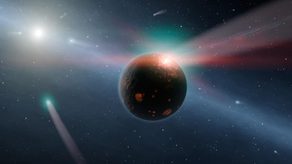 comets bombarding planet