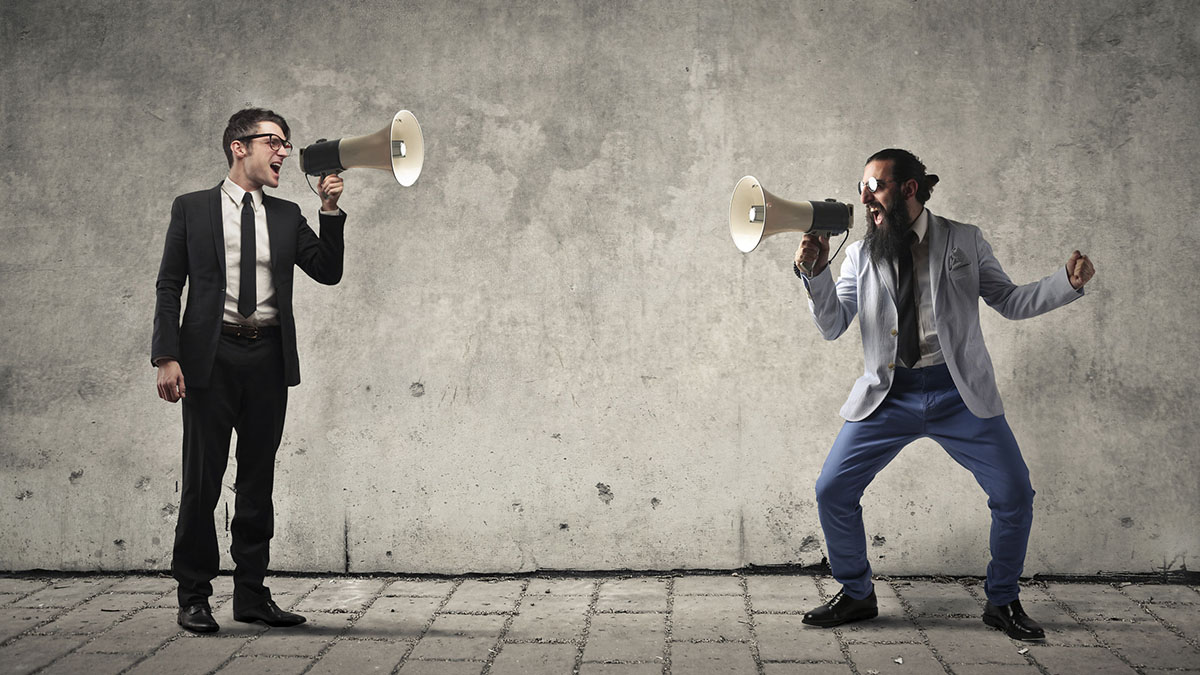 megaphone shouting match