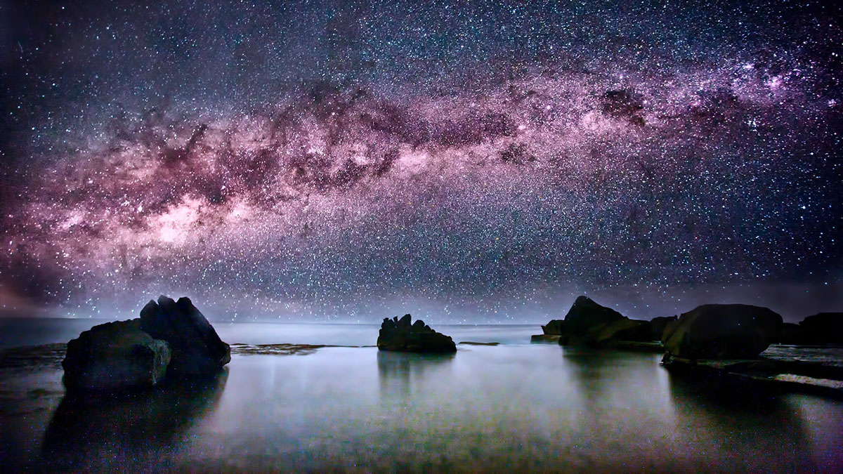 milky way view from beach