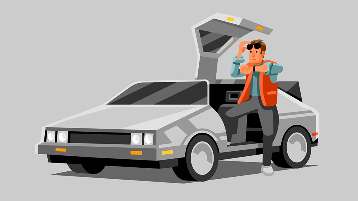 minimalist marty mcfly delorian