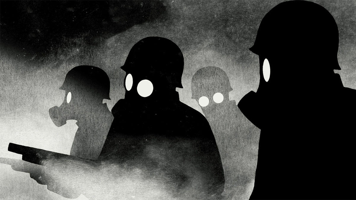 monochrome gas mask squad