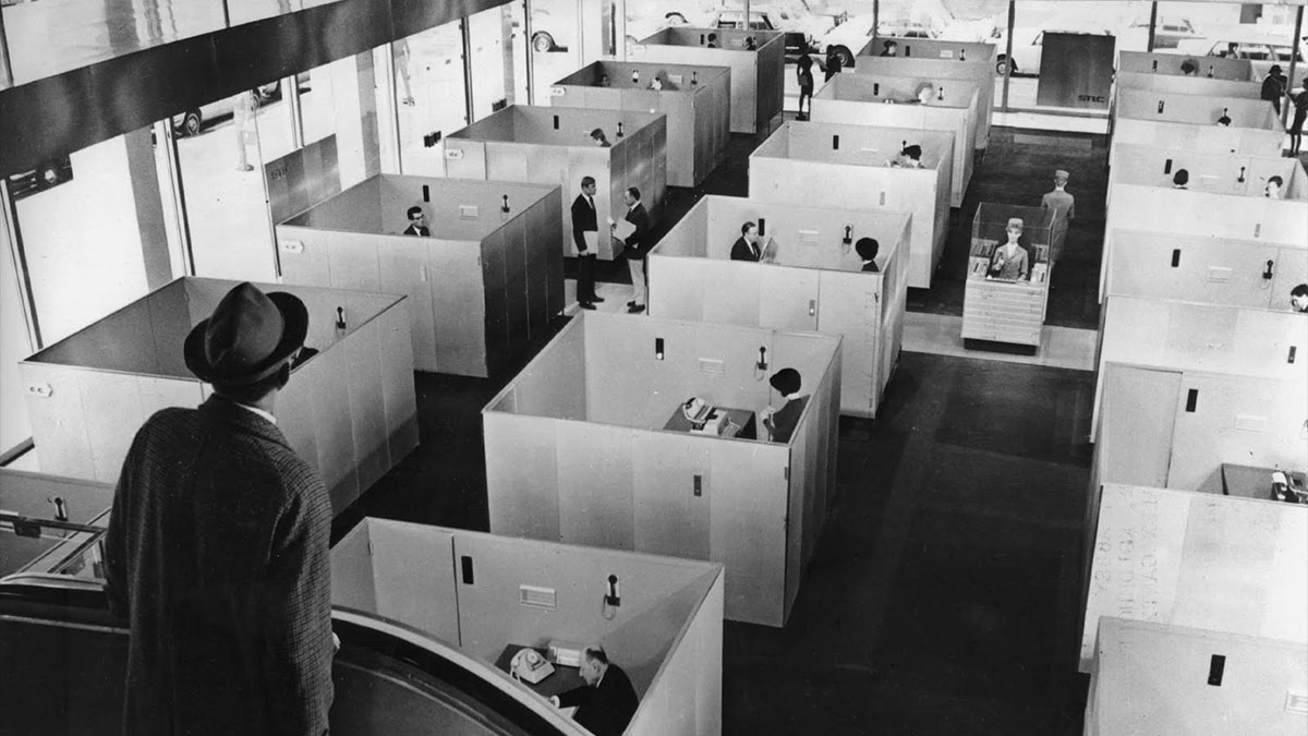 monochrome office 1960s