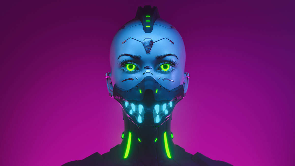 neon cyberpunk cyborg