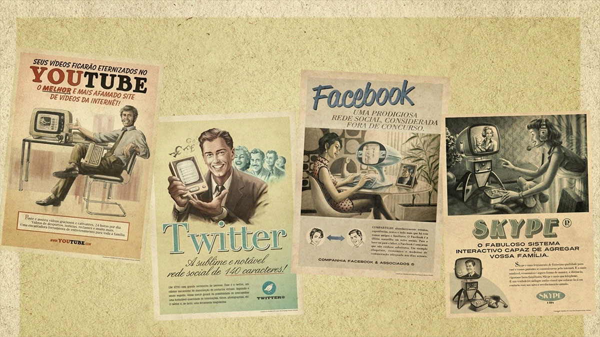 retro social media posters