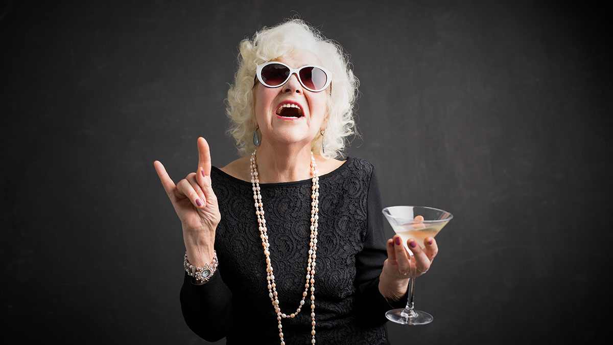 senior woman with martini