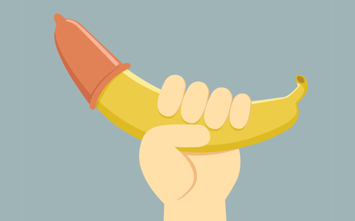 sex ed condom on banana
