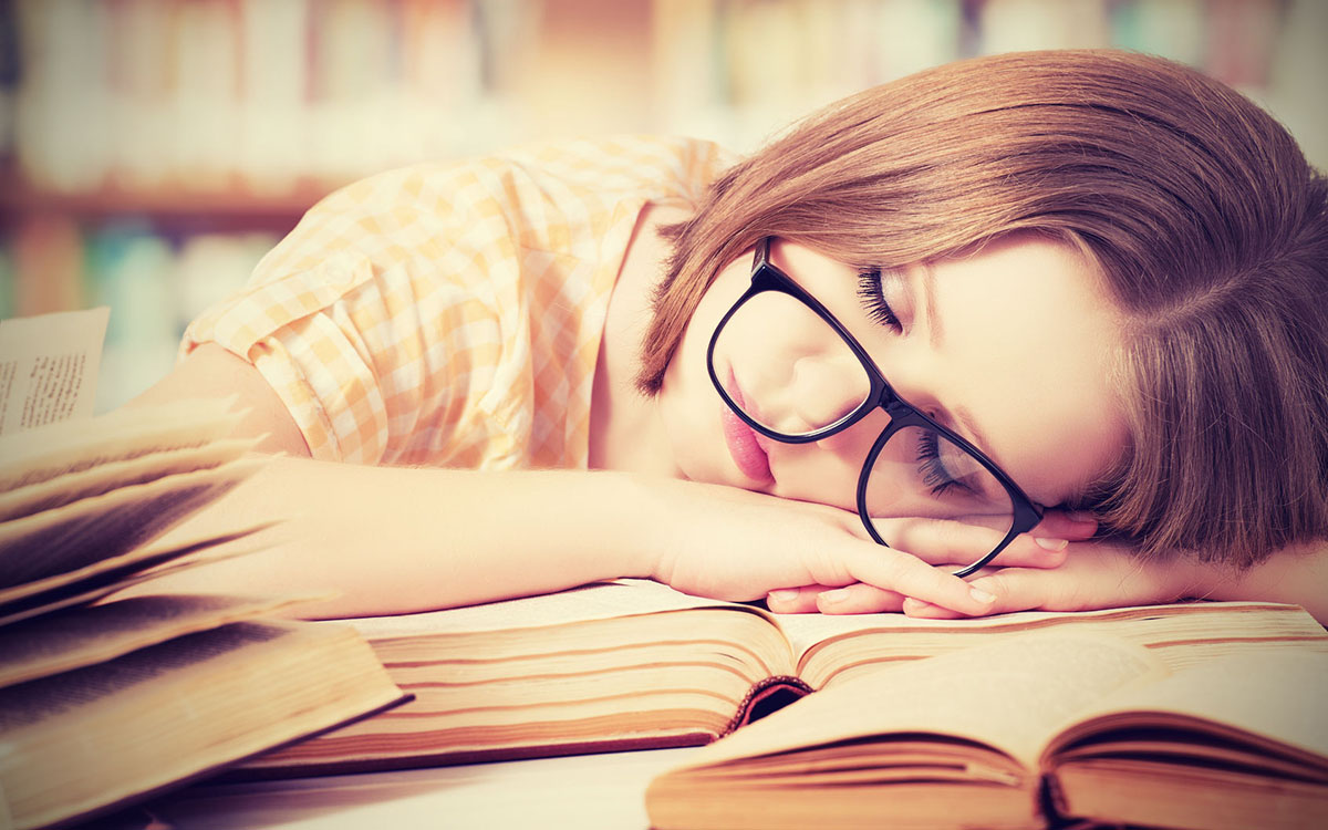 sleeping on textbooks