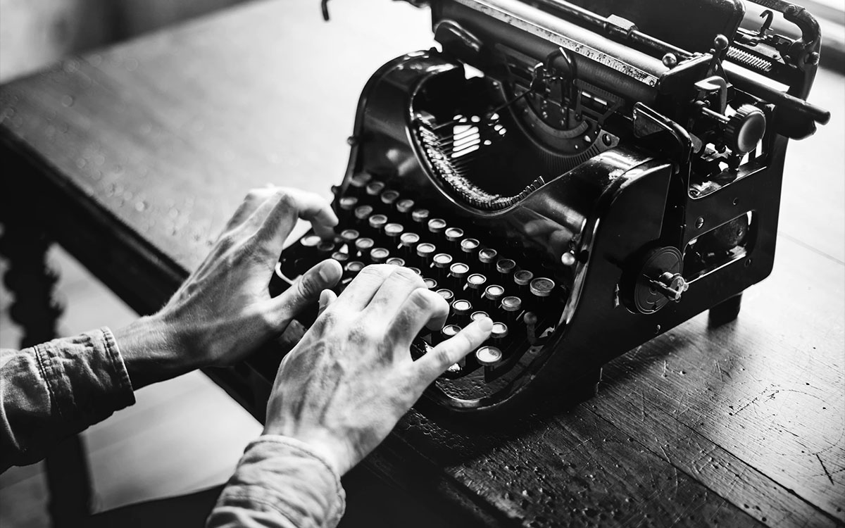 writing on typewriter